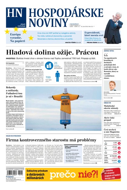 E-magazín Hospodárske noviny 13.06.2014 - MAFRA Slovakia, a.s.