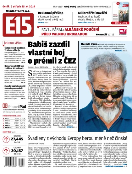 E-magazín E15 25.6.2014 - Czech Media Invest