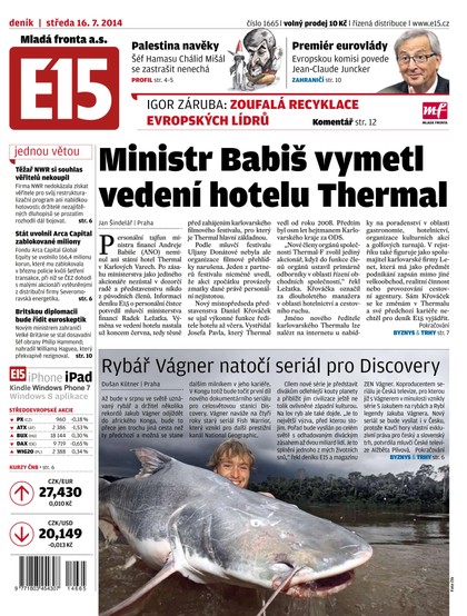 E-magazín E15 16.7.2014 - Czech Media Invest