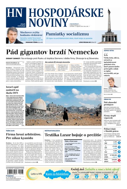 E-magazín Hospodárske noviny 04.08.2014 - MAFRA Slovakia, a.s.