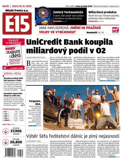 E-magazín E15 19.8.2014 - Czech Media Invest