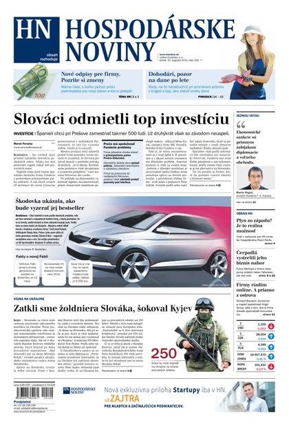 E-magazín Hospodárske noviny 20.08.2014 - MAFRA Slovakia, a.s.
