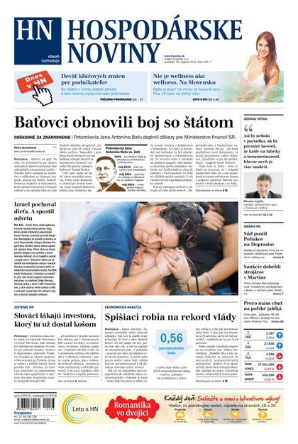 E-magazín Hospodárske noviny 25.08.2014 - MAFRA Slovakia, a.s.