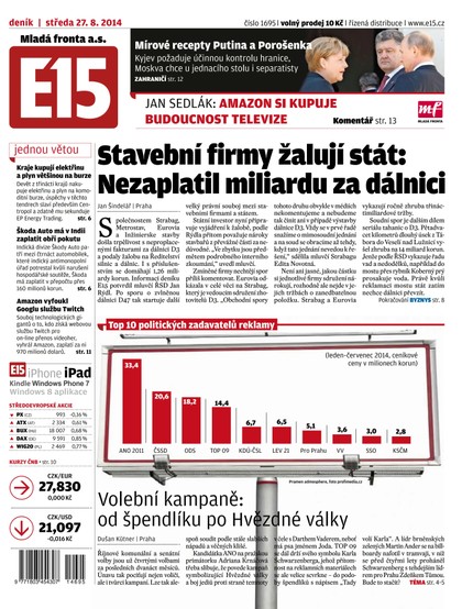 E-magazín E15 27.8.2014 - Czech Media Invest