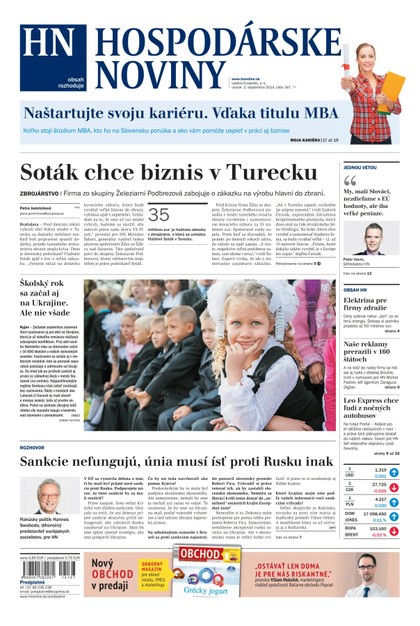 E-magazín Hospodárske noviny 02.09.2014 - MAFRA Slovakia, a.s.
