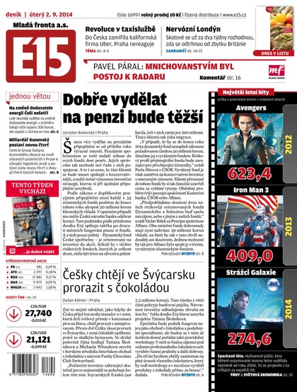 E-magazín E15 2.9.2014 - Czech Media Invest