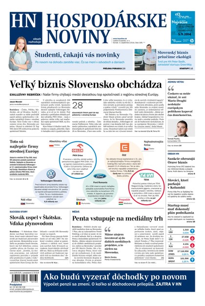 E-magazín Hospodárske noviny 04.09.2014 - MAFRA Slovakia, a.s.