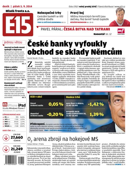 E-magazín E15 5.9.2014 - Czech Media Invest