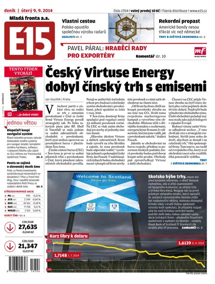 E-magazín E15 9.9.2014 - Czech Media Invest