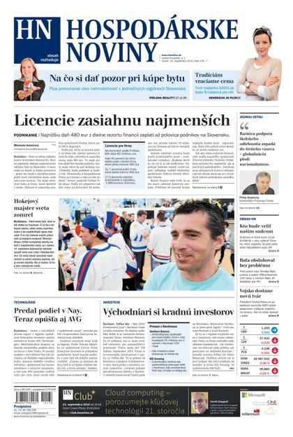 E-magazín Hospodárske noviny 16.09.2014 - MAFRA Slovakia, a.s.
