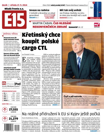 E-magazín E15 17.9.2014 - Czech Media Invest