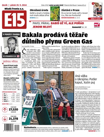 E-magazín E15 19.9.2014 - Czech Media Invest