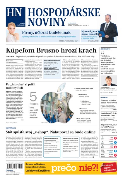 E-magazín Hospodárske noviny 22.09.2014 - MAFRA Slovakia, a.s.