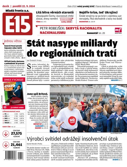 E-magazín E15 22.9.2014 - Czech Media Invest