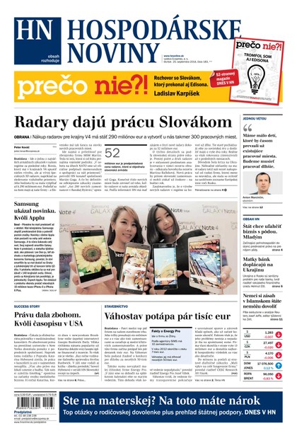 E-magazín Hospodárske noviny 25.09.2014 - MAFRA Slovakia, a.s.