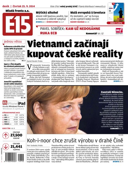 E-magazín E15 25.9.2014 - Czech Media Invest