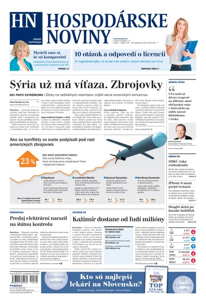E-magazín Hospodárske noviny 26.09.2014 - MAFRA Slovakia, a.s.