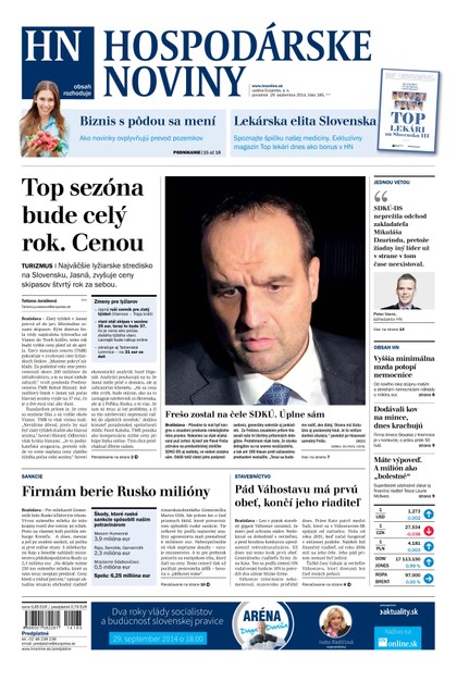 E-magazín Hospodárske noviny 29.09.2014 - MAFRA Slovakia, a.s.