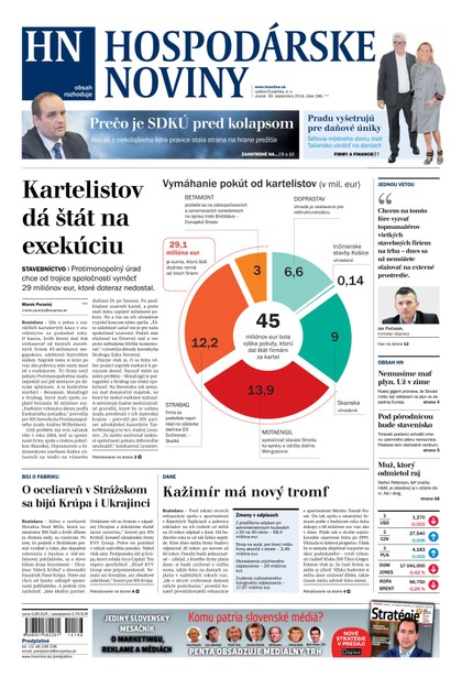 E-magazín Hospodárske noviny 30.09.2014 - MAFRA Slovakia, a.s.