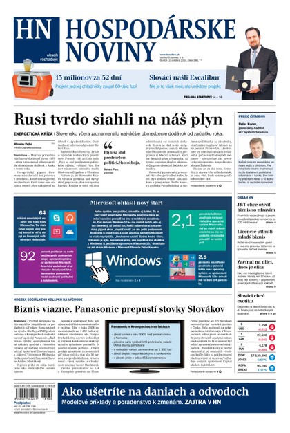 E-magazín Hospodárske noviny 02.10.2014 - MAFRA Slovakia, a.s.