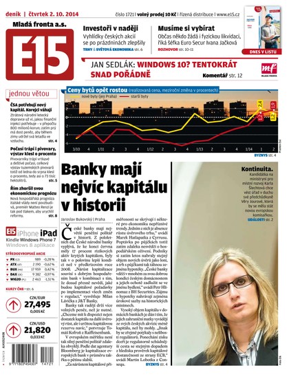 E-magazín E15 2.10.2014 - Czech Media Invest