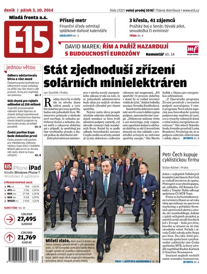 E-magazín E15 3.10.2014 - Czech Media Invest