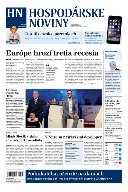 E-magazín Hospodárske noviny 09.10.2014 - MAFRA Slovakia, a.s.