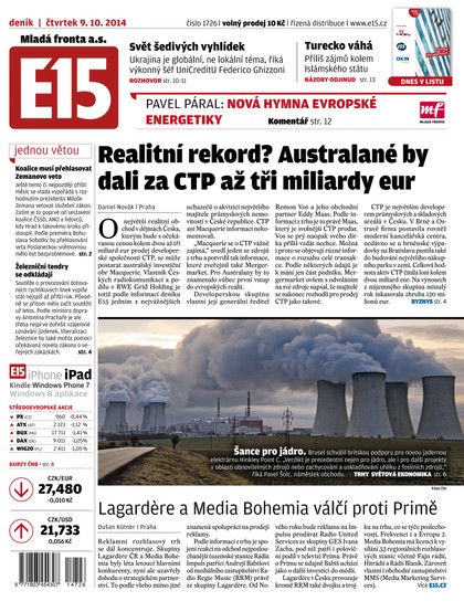 E-magazín E15 9.10.2014 - Czech Media Invest