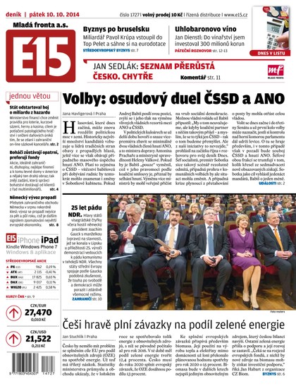 E-magazín E15 10.10.2014 - Czech Media Invest