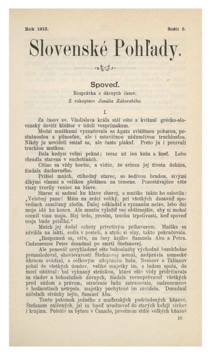 E-magazín Slovenské pohľady 1/1913 - Slovenská národná knižnica
