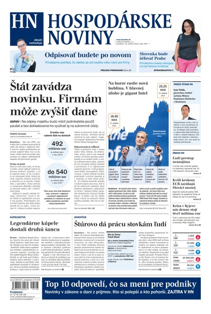 E-magazín Hospodárske noviny 13.10.2014 - MAFRA Slovakia, a.s.