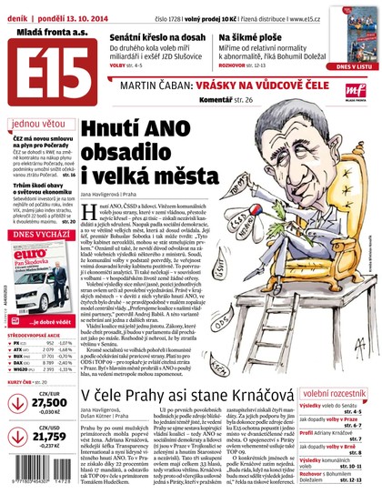 E-magazín E15 13.10.2014 - Czech Media Invest