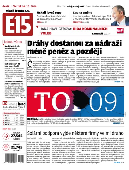 E-magazín E15 16.10.2014 - Czech Media Invest