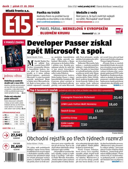 E-magazín E15 17.10.2014 - Czech Media Invest