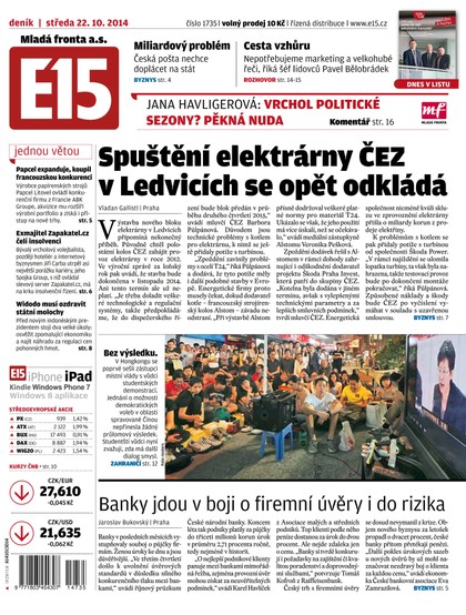 E-magazín E15 22.10.2014 - Czech Media Invest
