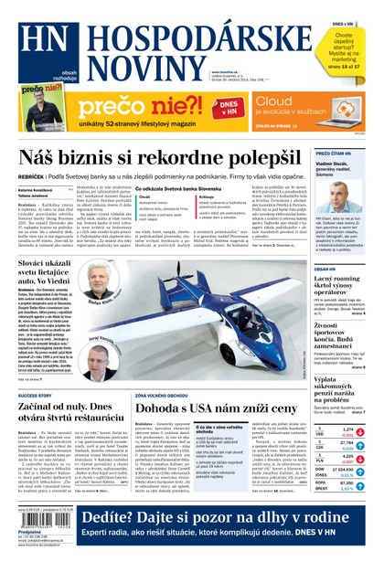 E-magazín Hospodárske noviny 30.10.2014 - MAFRA Slovakia, a.s.