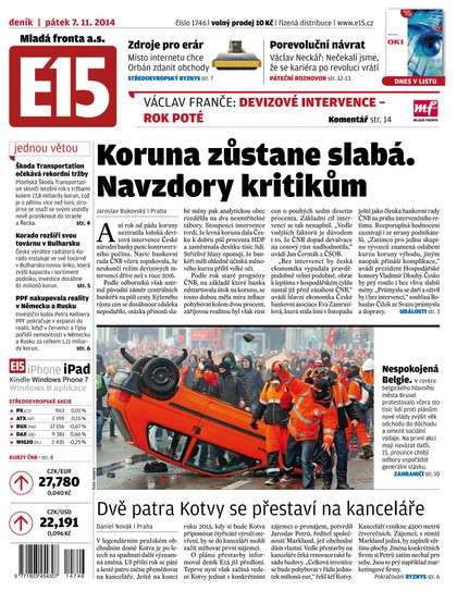 E-magazín E15 7.11.2014 - Czech Media Invest