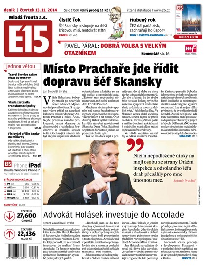 E-magazín E15 13.11.2014 - Czech Media Invest