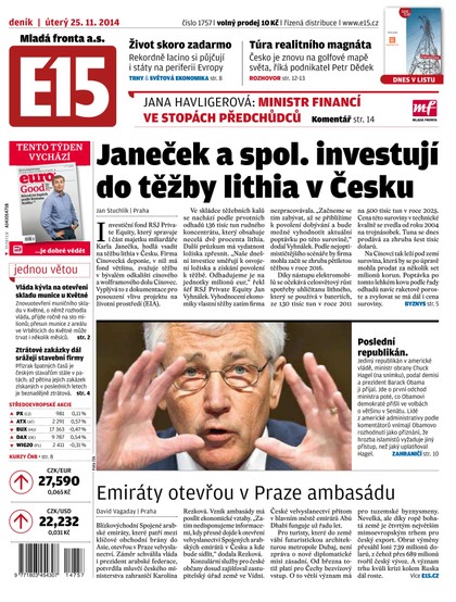 E-magazín E15 25.11.2014 - Czech Media Invest