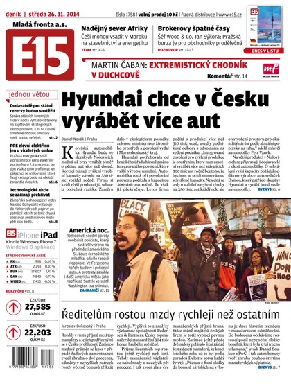 E-magazín E15 26.11.2014 - Czech Media Invest