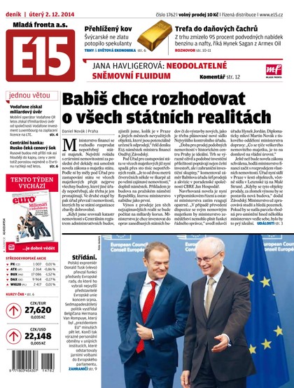 E-magazín E15 2.12.2014 - Czech Media Invest