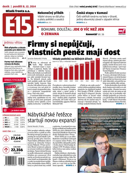 E-magazín E15 8.12.2014 - Czech Media Invest