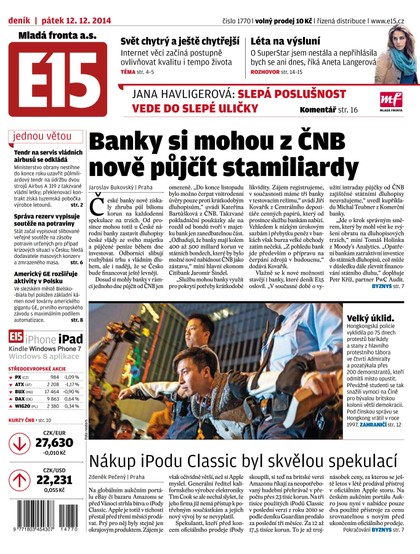 E-magazín E15 12.12.2014 - Czech Media Invest