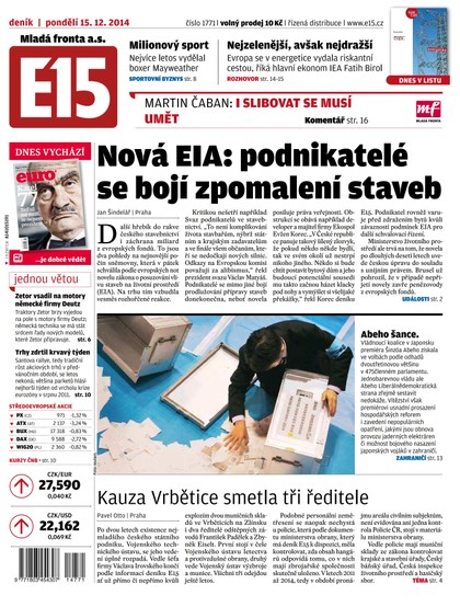 E-magazín E15 15.12.2014 - Czech Media Invest