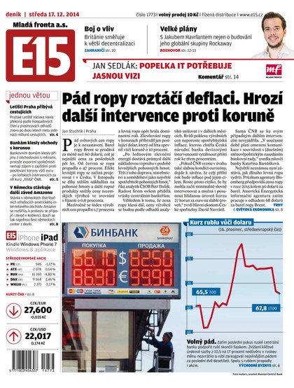 E-magazín E15 17.12.2014 - Czech Media Invest