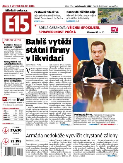 E-magazín E15 18.12.2014 - Czech Media Invest