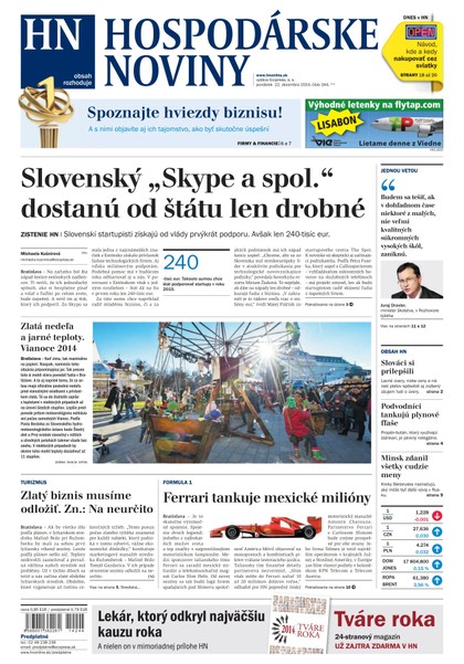 E-magazín Hospodárske noviny 22.12.2014 - MAFRA Slovakia, a.s.