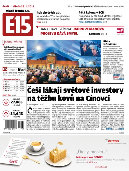 E-magazín E15 28.1.2015 - Czech Media Invest