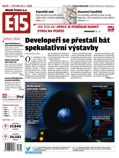 E-magazín E15 29.1.2015 - Czech Media Invest