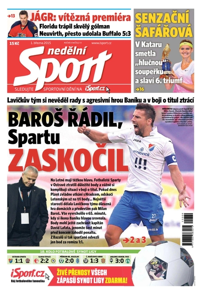 E-magazín Nedělní Sport - 1.3.2015 - CZECH NEWS CENTER a. s.